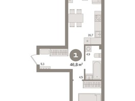 Продается 1-комнатная квартира ЖК Авиатор, дом 2, 46.8  м², 7790000 рублей