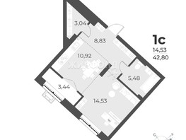 Продается 1-комнатная квартира ЖК Рафинад, дом 2, 42.8  м², 5730000 рублей