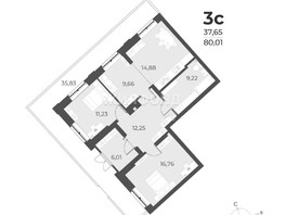 Продается 3-комнатная квартира ЖК Рафинад, дом 1, 80  м², 11000000 рублей
