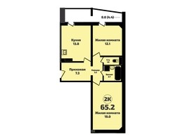 Продается 2-комнатная квартира ЖК Приозерный, дом 710 серия Life, 65.2  м², 6760000 рублей