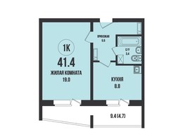 Продается 1-комнатная квартира ЖК Династия, дом 904, 41.4  м², 4860000 рублей