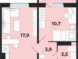 Продается 2-комнатная квартира ЖК Калина Красная, дом 1, 35.7  м², 3970000 рублей