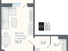 Продается 1-комнатная квартира ЖК Околица, дом 5, 26  м², 4090000 рублей
