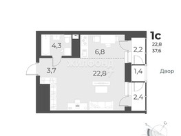 Продается 1-комнатная квартира ЖК Нормандия-Неман, дом 2, 37.6  м², 6700000 рублей