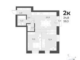 Продается 2-комнатная квартира ЖК Новелла, 42.8  м², 8200000 рублей