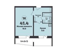 Продается 1-комнатная квартира ЖК Приозерный, дом 710 серия Life, 41.4  м², 4860000 рублей