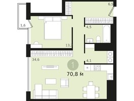 Продается 1-комнатная квартира ЖК Авиатор, дом 1-2, 70.84  м², 10710000 рублей