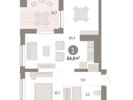 Продается 1-комнатная квартира ЖК Европейский берег, дом 44, 64.8  м², 12420000 рублей