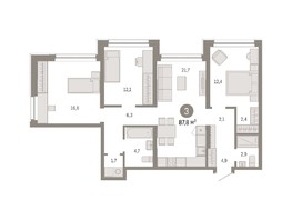 Продается 3-комнатная квартира ЖК Европейский берег, дом 48, 87.76  м², 12000000 рублей