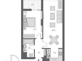 Продается 2-комнатная квартира ЖК Дом Нобель, 50.45  м², 12950000 рублей