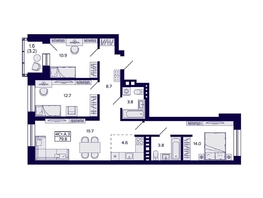 Продается 4-комнатная квартира ЖК Сподвижники, 79.8  м², 8400000 рублей