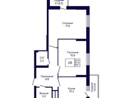 Продается 2-комнатная квартира ЖК Новые Матрешки, дом 2 б/с 1,2, 59.7  м², 5850600 рублей
