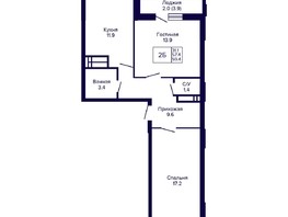 Продается 2-комнатная квартира ЖК Новые Матрешки, дом 2 б/с 1,2, 59.4  м², 5732100 рублей