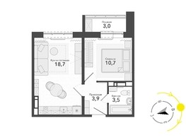 Продается 2-комнатная квартира ЖК Околица, дом 11, 36.8  м², 5030000 рублей