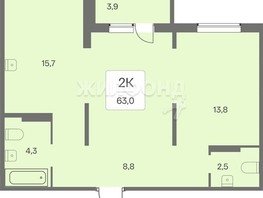 Продается 2-комнатная квартира ЖК Эко-квартал на Кедровой, дом 3 секц 1, 63  м², 5800000 рублей