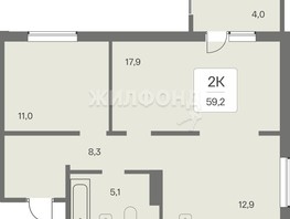 Продается 2-комнатная квартира ЖК Эко-квартал на Кедровой, дом 3 сек 1, 59.2  м², 5700000 рублей