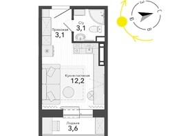 Продается 1-комнатная квартира ЖК Околица, дом 12, 18.4  м², 3170000 рублей