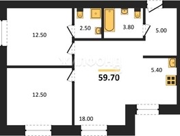 Продается 2-комнатная квартира ЖК Promenade (Променад), дом 1, 59.7  м², 6450000 рублей