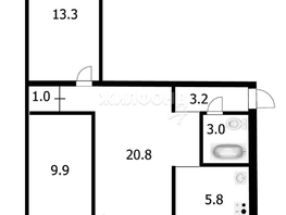 Продается 3-комнатная квартира Дмитрия Шамшурина ул, 55.4  м², 7200000 рублей