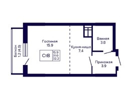 Продается Студия ЖК Новые Матрешки, дом 2 б/с 1,2, 32.2  м², 3397100 рублей