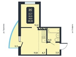 Продается 2-комнатная квартира ЖК Никольский парк, дом 5, 36.55  м², 6880000 рублей