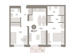 Продается 2-комнатная квартира ЖК Европейский берег, дом 44, 68.1  м², 10250000 рублей