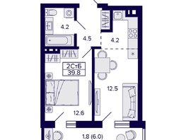 Продается 2-комнатная квартира ЖК Grando (Грандо), 39.8  м², 8100000 рублей