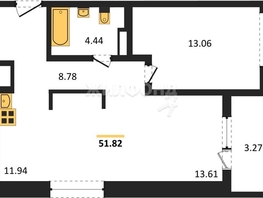 Продается 1-комнатная квартира ЖК Akadem Klubb, дом 4, 51.6  м², 8300000 рублей