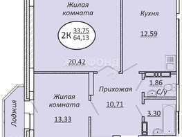 Продается 2-комнатная квартира ЖК Пролетарский, 64.19  м², 7574400 рублей