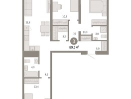 Продается 3-комнатная квартира ЖК Европейский берег, дом 48, 89.47  м², 11410000 рублей