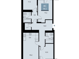 Продается 4-комнатная квартира ЖК Беринг, дом 2, 93.85  м², 14300000 рублей