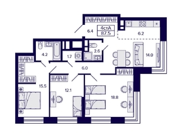 Продается 4-комнатная квартира ЖК Citatum (Цитатум), 87.5  м², 12450000 рублей