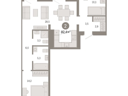 Продается 2-комнатная квартира ЖК Европейский берег, дом 44, 82.4  м², 12640000 рублей