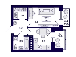 Продается 1-комнатная квартира ЖК Сподвижники, 32  м², 4350000 рублей