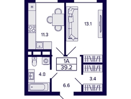 Продается 1-комнатная квартира ЖК Citatum (Цитатум), 39.2  м², 7050000 рублей