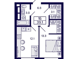 Продается 1-комнатная квартира ЖК Citatum (Цитатум), 39.1  м², 7100000 рублей