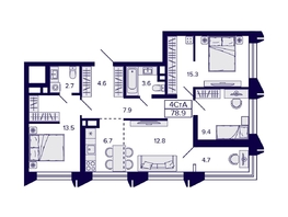 Продается 4-комнатная квартира ЖК Citatum (Цитатум), 78.9 м², 11400000 рублей