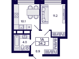 Продается 1-комнатная квартира ЖК Citatum (Цитатум), 34.2  м², 6150000 рублей