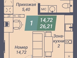 Продается Студия АК Voroshilov (Ворошилов), 26.21  м², 3459720 рублей