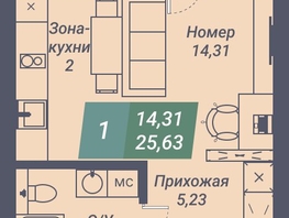 Продается Студия АК Voroshilov (Ворошилов), 25.63  м², 3383160 рублей