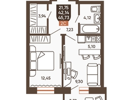 Продается 2-комнатная квартира ЖК Ермак, 45.73  м², 5680000 рублей