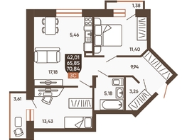 Продается 3-комнатная квартира ЖК Ермак, 70.84  м², 7460000 рублей