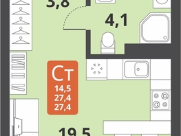 Продается Студия ЖК Тайгинский парк, дом 3, 27.4  м², 4800000 рублей