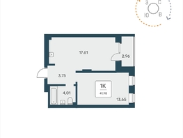 Продается 1-комнатная квартира ЖК Расцветай на Авиастроителей, 41.98  м², 6200000 рублей