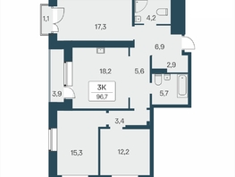 Продается 3-комнатная квартира ЖК Расцветай на Красном, дом 5, 96.7  м², 15900000 рублей