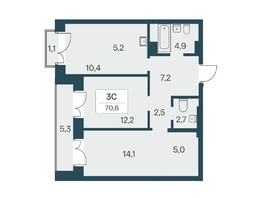 Продается 3-комнатная квартира ЖК Расцветай на Красном, дом 5, 70.6  м², 12550000 рублей