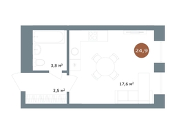 Продается Студия ЖК 19/56 Кварталы Телецентра, сек 7, 24.9  м², 4990000 рублей