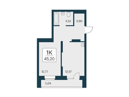 Продается 1-комнатная квартира ЖК Квартал на Игарской, дом 2 мон, 45.2  м², 6450000 рублей