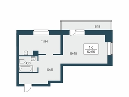 Продается 1-комнатная квартира ЖК Расцветай на Зорге, дом 1 , 53.5  м², 5150000 рублей