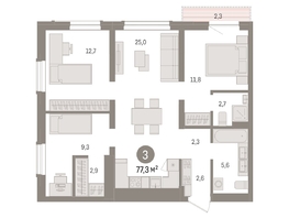 Продается 3-комнатная квартира ЖК Авиатор, дом 3, 77.28  м², 12820000 рублей